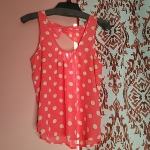Pink and white polka dot top